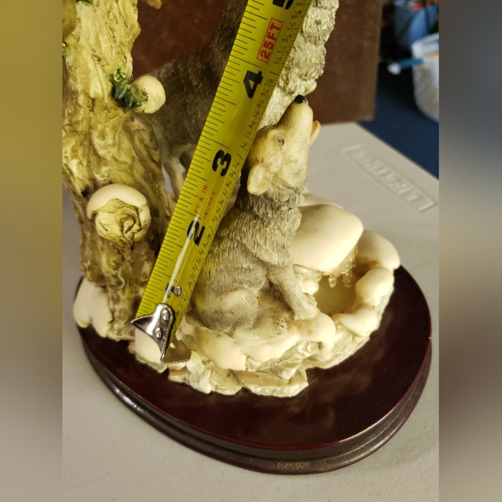 Rubg's COLLECTION  Clock statue with 3 wolfs - Picture 5 of 15